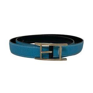 HERMES Hapi - Blue Jean Silver Togo Hardware Square G Belt